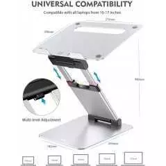 Support ergonomique pour ordinateur portable hauteur réglable de 5,3 cm à 35,1 cm supporte jusqu'à 10 kg
