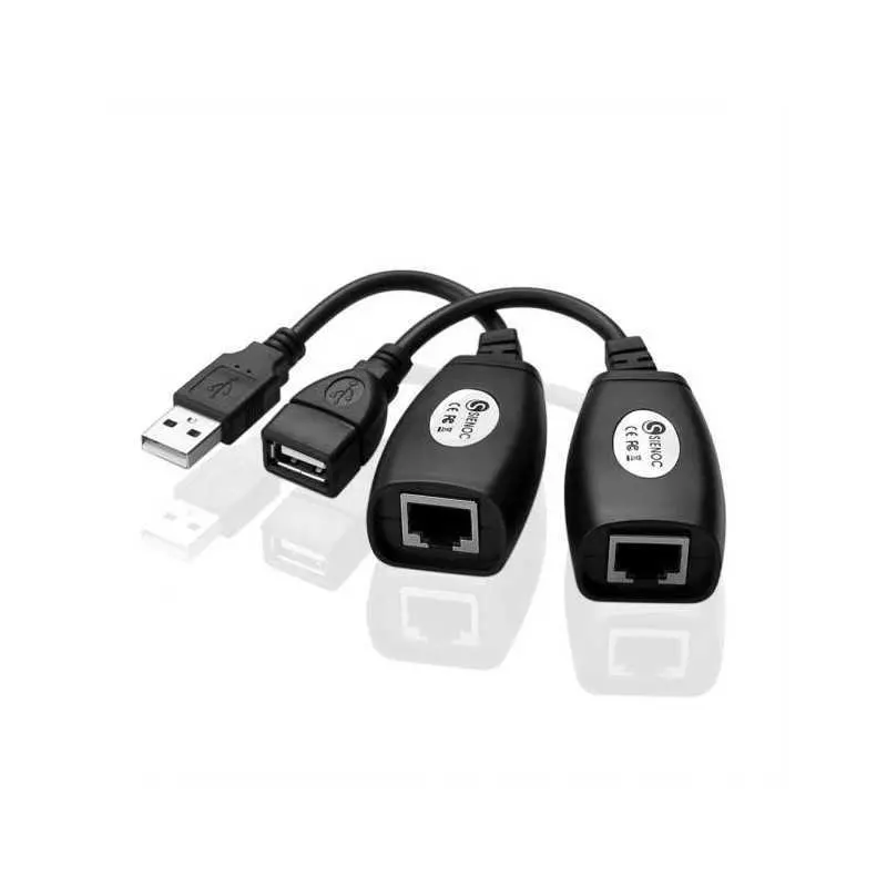 Extension USB 2.0 Actif 45m sur Câble RJ45 Cat5e/Cat6 | Rallonge Longue Distance