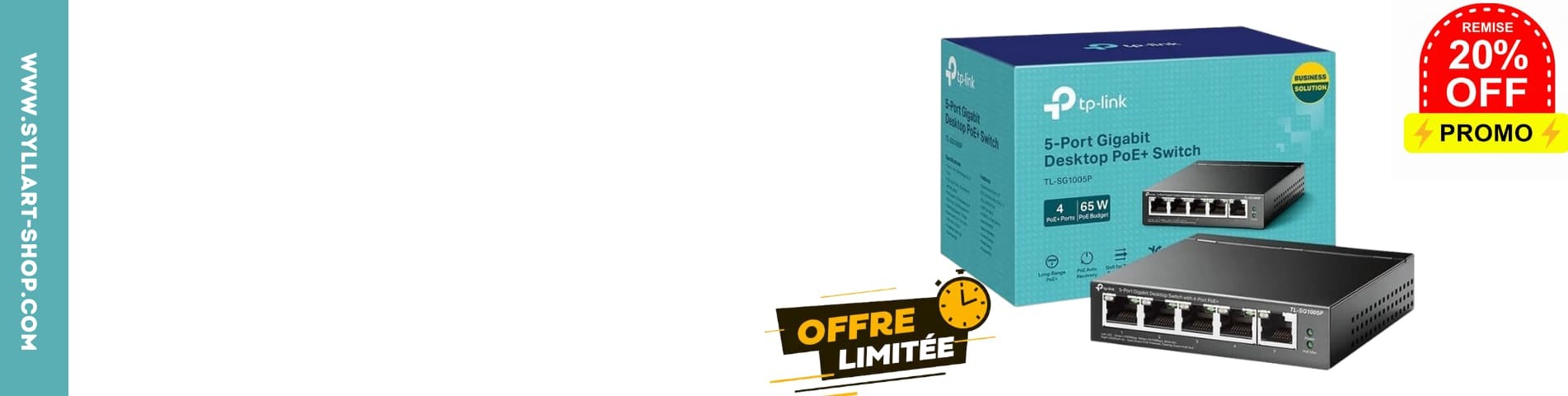 Switch TP-Link TL-SG1005P | 5 Ports Gigabit | 4 Ports PoE+ | Plug & Play | Budget 65W